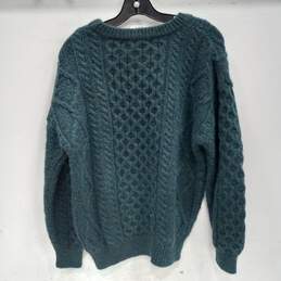 Aran Crafts Men's Cable Knit Green Wool Fisherman Sweater Size M alternative image