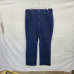 NYDJ Blue Cotton Blend Ellison HR Straight Quinn Jeans WM Size 18 NWT