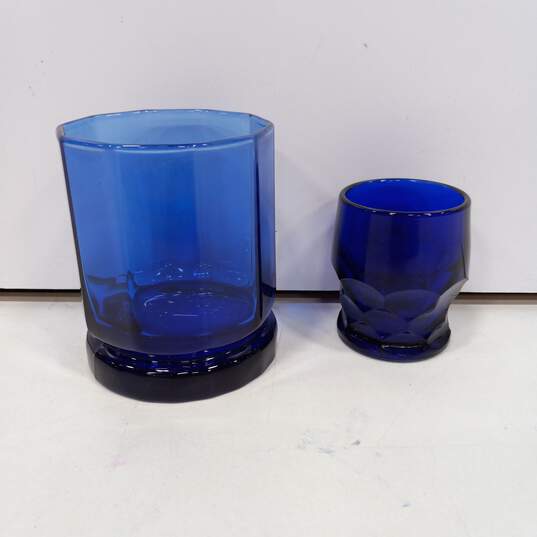 13pc. Assorted Mid-Century Blue Glass Drinkware Set image number 5