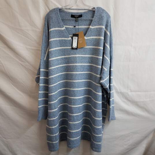 Vero Moda blue white striped v neck knit tunic sweater 4X plus nwt image number 1
