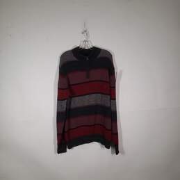 Mens Striped Long Sleeve 1/4 Zip Knitted Pullover Sweater Size XL