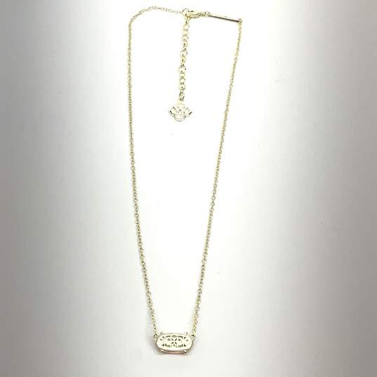 Designer Kendra Scott Gold-Tone Red Crystal Pendant Necklace With Dust Bag image number 3