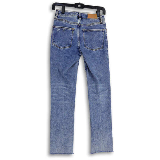 Womens Blue Denim Medium Wash 5-Pocket Design Straight Leg Jeans Size 24 image number 2