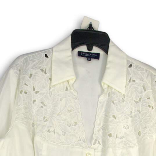 Jones New York Signature Womens White Lace Button Front Blouse Top Size 2X image number 3