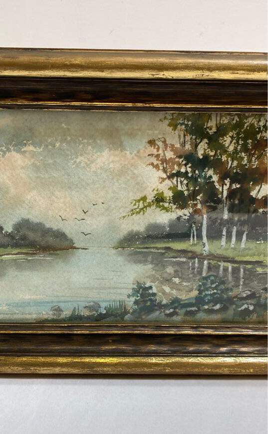 Panoramic Landscape Watercolor by Edwin Allsaints Gates Signed. Impressionist image number 5