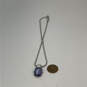 Designer Swarovski Silver-Tone Purple Crystal Cut Stone Pendant Necklace image number 2