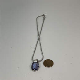 Designer Swarovski Silver-Tone Purple Crystal Cut Stone Pendant Necklace alternative image