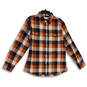 Mens Blue Orange Plaid Long Sleeve Flap Pocket Button-Up Shirt Size Large image number 1