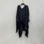 Womens Navy Blue Sleeveless Knit Fringe Edge Cover-Up Sweater Size Medium image number 1