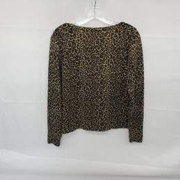 Oscar De LA Renta Women's Leopard Print Merino Wool Long Sleeve Top Size S alternative image