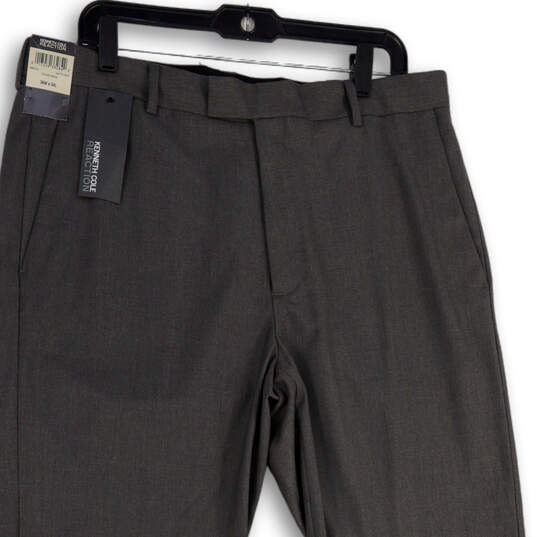 NWT Mens Gray Flat Front Slash Pocket Straight Leg Dress Pants Size 36x34 image number 3