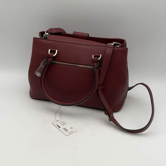 NWT Womens Red Leather Inner Pocket Detachable Strap Snap Satchel Bag image number 2