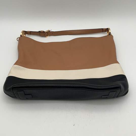Womens Multicolor Colorblock Leather Adjustable Strap Charm Zipper Hobo Handbag image number 1