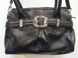 B. Makowsky Black Leather Croc Embossed Small Shoulder Satchel bag Handbag alternative image