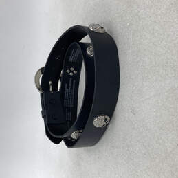 Womens Black Cowhide Leather Skull Buckle Biker Adjustable Belt Size XL alternative image
