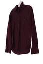 Womens Burgundy Collared Long Sleeve Button Up Shirt Size L/S image number 2