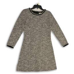 Loft Womens Multicolor Tweed Round Neck Long Sleeve A-Line Dress Size 6