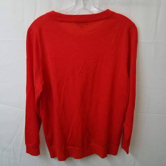 J. Crew Red Long Sleeve Merino Wool Pullover Sweatshirt Women's Size XL image number 2