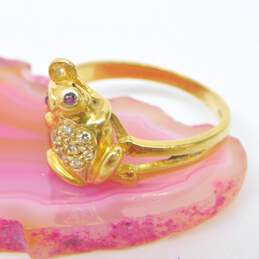 18K Gold Diamond Accent & Ruby Frog Ring For Repair 3g alternative image