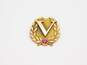 Vintage 14K Yellow Gold Ruby Accent V Initial Brooch 6.3g image number 3