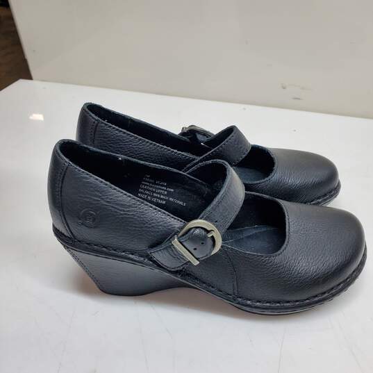 Buy the Born leather platform clogs Size 7 Black | GoodwillFinds