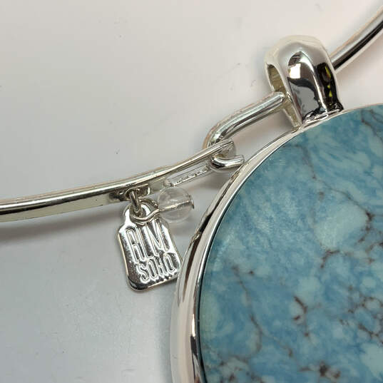 Designer Robert Lee Morris Silver-Tone Turquoise Pendant Collar Necklace image number 4