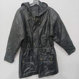 Women’s Vintage N.Y.D.A Hooded Leather Utility Jacket Sz PM