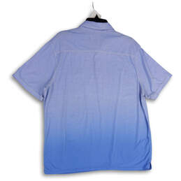 Mens Blue Ombre Spread Collar Short Sleeve Side Slit Polo Shirt Size XXL alternative image