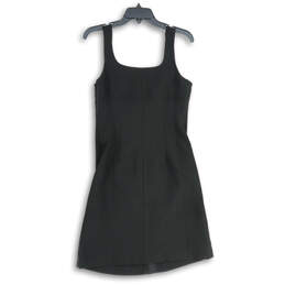 NWT Womens Black Sleeveless Button Front Square Neck Shift Dress Size 2 alternative image