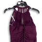 Womens Purple Halter Neck Ruched Knee Length Back Zip Sheath Dress Size 8 image number 4