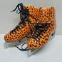Women's orange painted leopard print ice skates size 7.5 image number 1