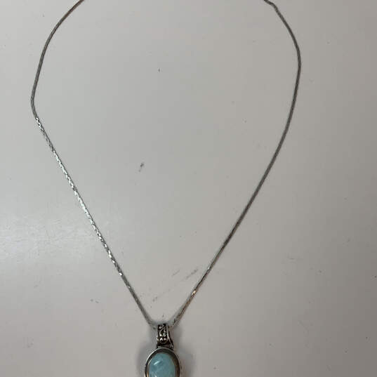 Designer Larimar Cabochon S925 ALE Sterling Silver Chain Pendant Necklace image number 2