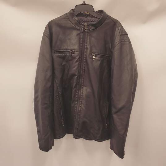 Pronto Vomo Men Black Faux Leather Jacket 3XL image number 3
