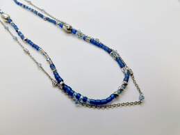 Brighton Deja View Blue & Silver Plated Bead Double Strand Necklace