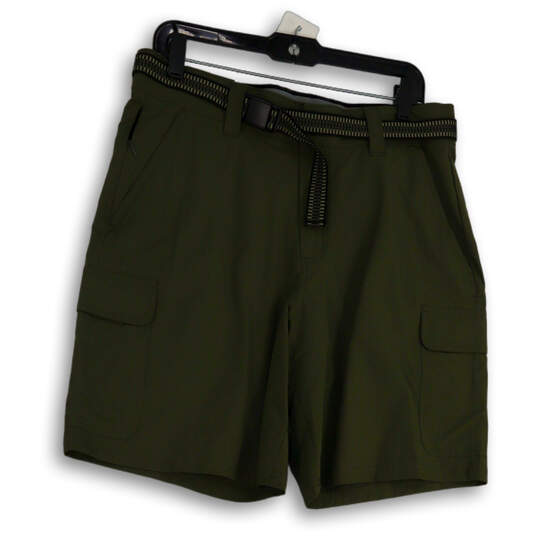 NWT Mens Green Flat Front Pocket Waist Belt Straight Leg Cargo Shorts Sz 32 image number 1