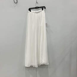 NWT Womens White Pleated Side Slit Modern Back Zip Maxi Skirt Size Medium alternative image