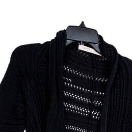 Womens Black Knitted Long Sleeve Eyelet Open Front Cardigan Sweater Size M alternative image