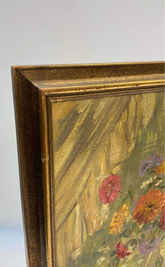 Original Floral Still Life Oil on canvas by V. Wood Signed. Framed image number 3
