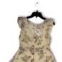 NWT Womens Beige Floral Ruffle Sleeve Knee Length Fit and Flare Dress Sz S image number 3