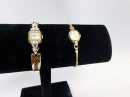 Ladies Vintage 10K Gold Filled Diamond Accent Gruen & Elgin De Luxe Jeweled Wrist Watches 28.0g