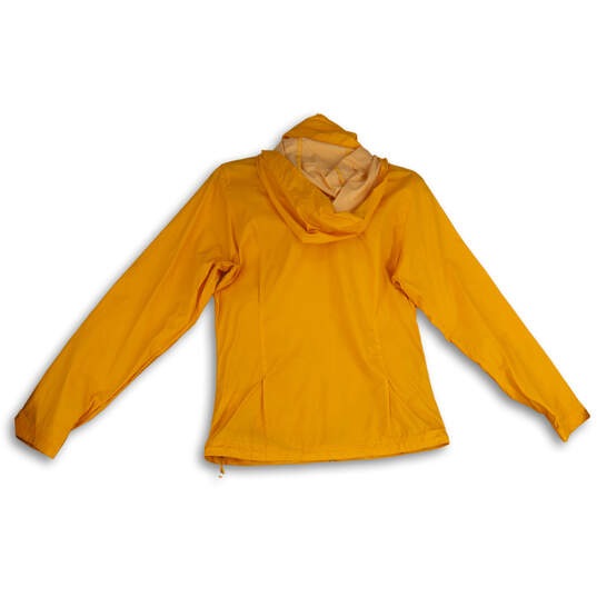 Womens Yellow Long Sleeve Hooded Pockets Full-Zip Rain Jacket Size Small image number 2