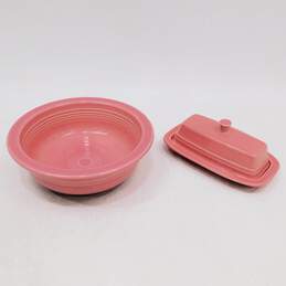 Vintage Fiestaware Rose Pink Butter Dish & Serving Bowl Dish