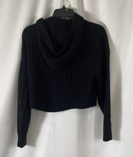 NWT Sunday Best Womens Black Crop Cable-Knit Hooded Full Zip Sweater Size 2XS alternative image