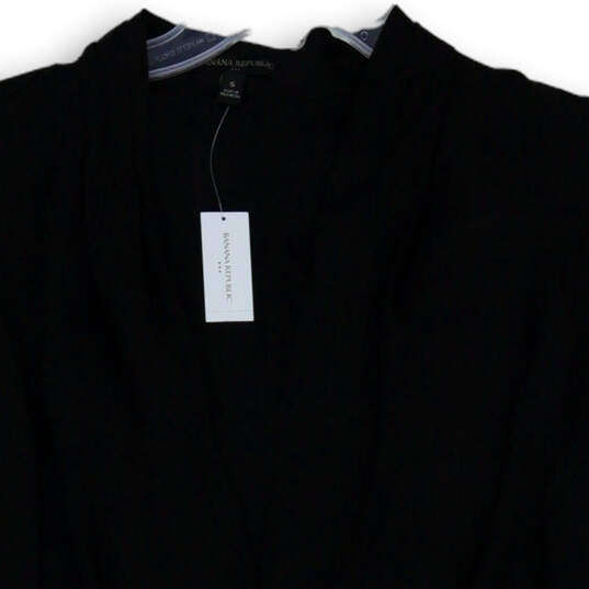 NWT Womens Black Long Sleeve V-Neck Classic Pullover Blouse Top Size Small image number 3