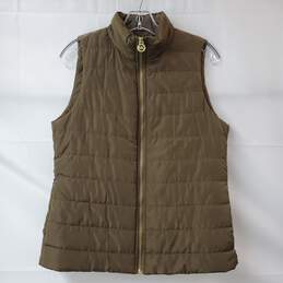 Michael Kors Women's Tan Gold Zip Sleeveless Puffer Vest Jacket Size S