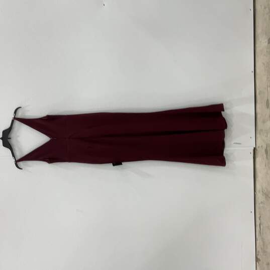 NWT Lulus Womens Maroon V-Neck Sleeveless Back-Zip Maxi Dress Size Small image number 3