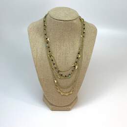 Designer Lucky Brand Gold-Tone Bead Accents Layered Chain Necklace