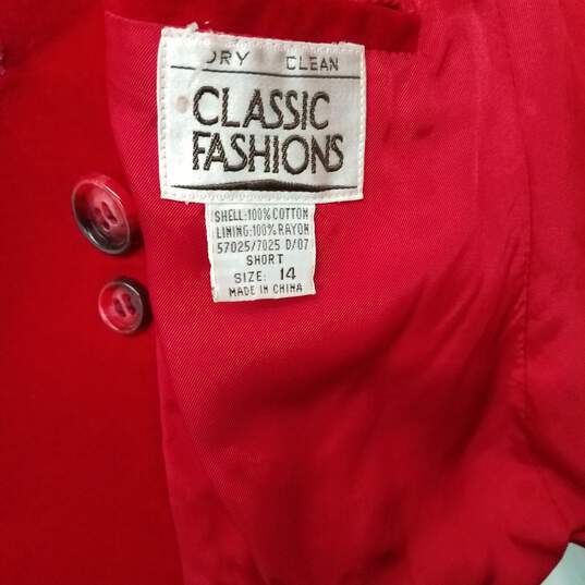 Classic Fashions  Red Women's Blazer Size 14 Short image number 4