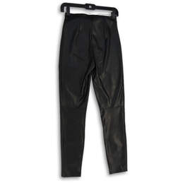 Womens Black Flat Front Skinny Leg Pull-On Leather Ankle Pants Size S alternative image