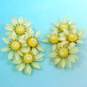 Vintage Coro Yellow & Rhinestone Flower Clip-On Earrings 10.4g image number 1